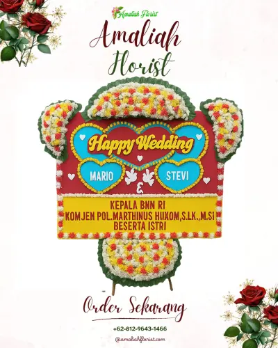 Karangan Papan Bunga Pernikahan di Boreng